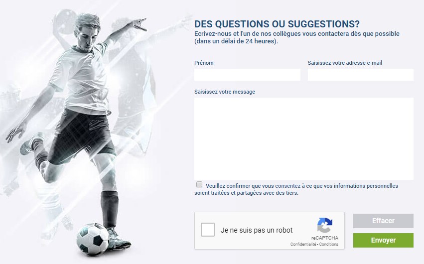 Envoyer une lettre à 1xBet